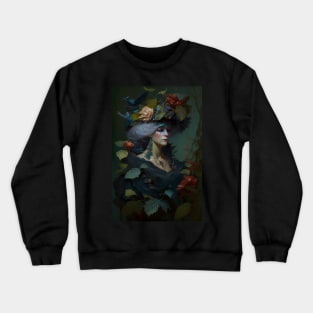 Flower Witch Moody Dark Painting Crewneck Sweatshirt